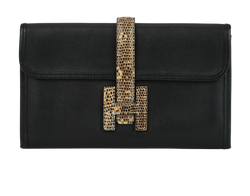 Jige Clutch, Leather/Lizard, Black, DBY012, DB/E,3*